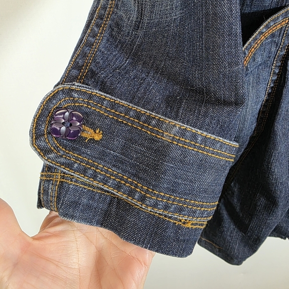 Kikit Jeans ⏰ Stylish Denim Trench Coat Sz L - Picture 5 of 11